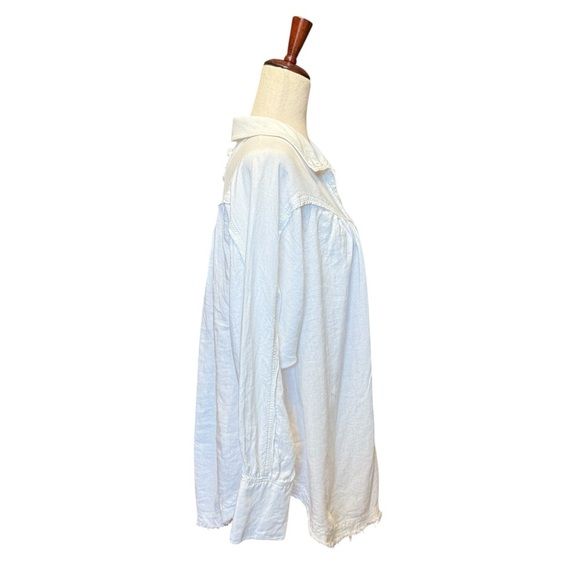 We The Free Raw Hem Oversized Button-Up Shirt Size Small #1667 - Picture 4 of 6